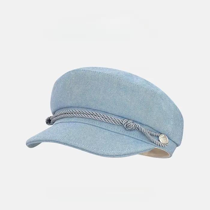 Casquette plate à double tresse pour femme, style cowboy, décontractée, casquette de gavroche, de pe