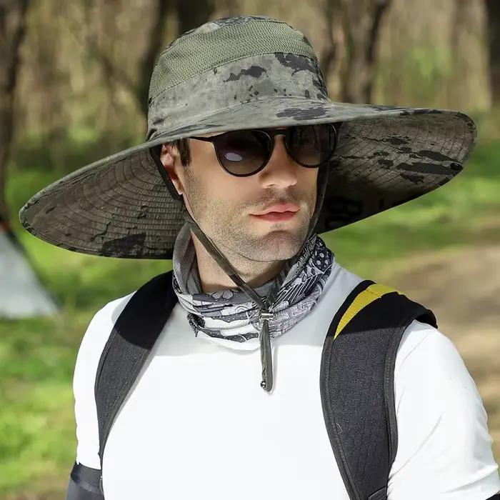Chapeau de soleil pour homme avec large bord de 15 cm, protection UPF 50+, idéal pour la randonnée, 