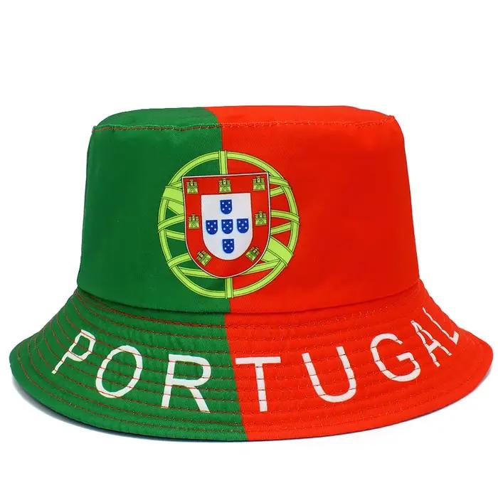 Chapeaux bob avec drapeau du Portugal, réversibles, casquettes de pêche unisexes, chapeaux de protec