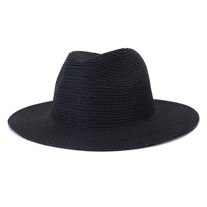 Chapeaux de paille anderCowboy pour hommes et femmes, Sombrero à large bord, chapeau de jazz solide,