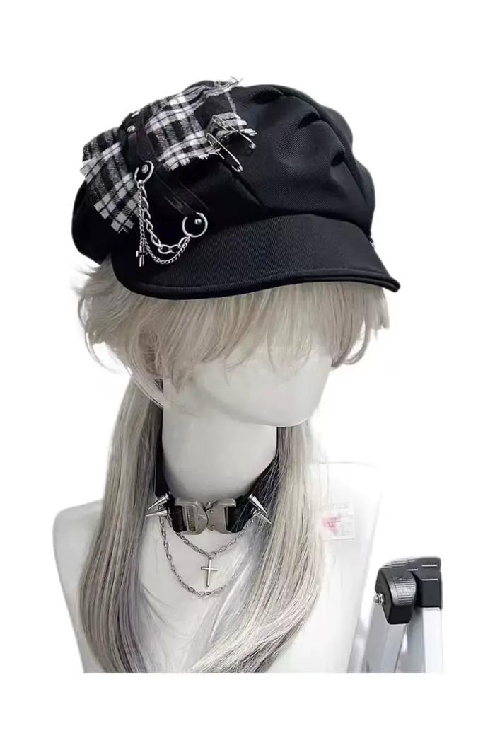 Chapeau pour femme style Y2K, subculture punk, millennial, gothique, lolita, chic et cool, neutre, à