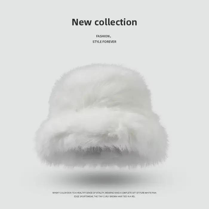 Chapeau Bob en Fausse Fourrure de Renard pour Femme - Chapeau de Pêcheur Épais et Doux pour l'Hiver,