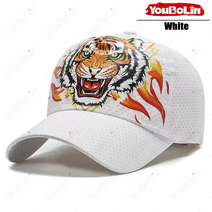 Casquette de baseball à motif tigre pour l'extérieur, tissu à séchage rapide pour l'été, design en m