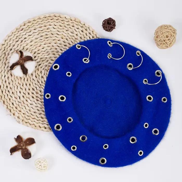 Béret chaud tricoté pour femmes, chapeau de citrouille épais et ample, bonnet rétro britannique, mod
