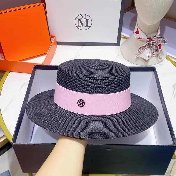 Chapeau de plage tissé à la main, haut concave français élégant, chapeau de soleil extérieur, été