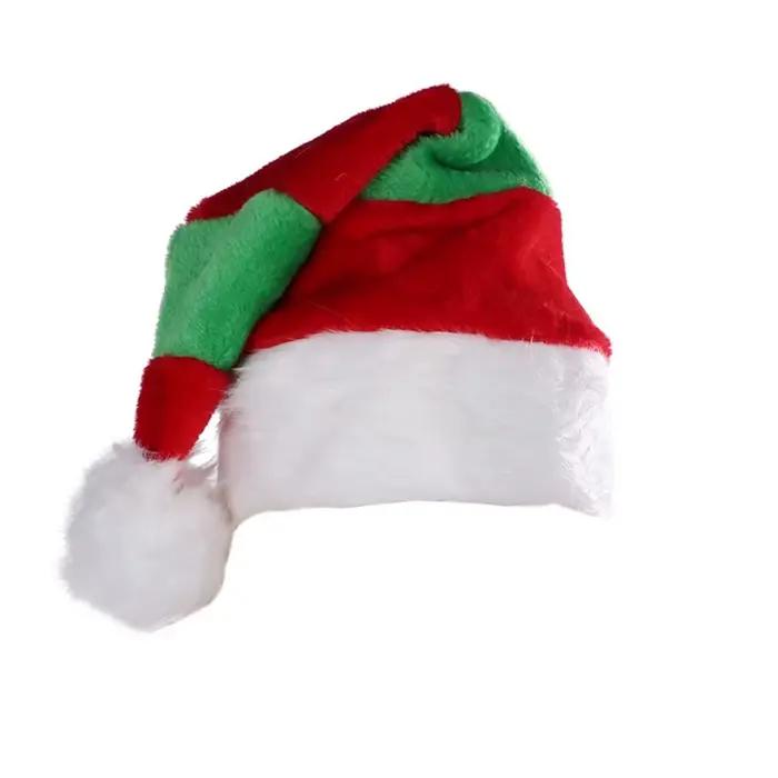 Cadeau joyeux noël décoration chapeau de noël velours vert rouge père noël chapeau en peluche chapea