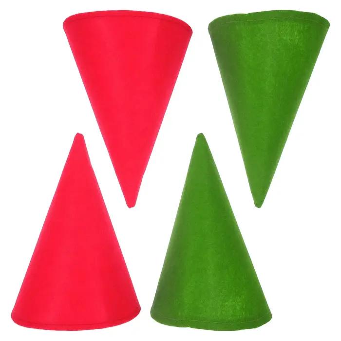 Lot de 4 chapeaux d'elfe de Noël en feutre, accessoires de costume de gnome, chapeaux coniques rouge