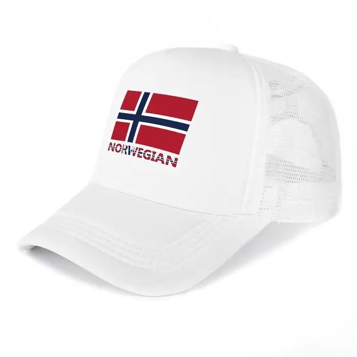 Casquette de camionneur imprimée avec le drapeau de la Norvège, casquette de baseball réglable, légè