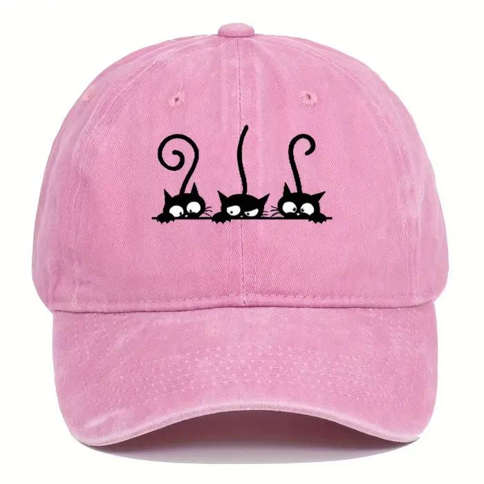 Trois chapeaux de Baseball imprimés de chat mignon pour hommes et femmes, pare-soleil de loisirs en 