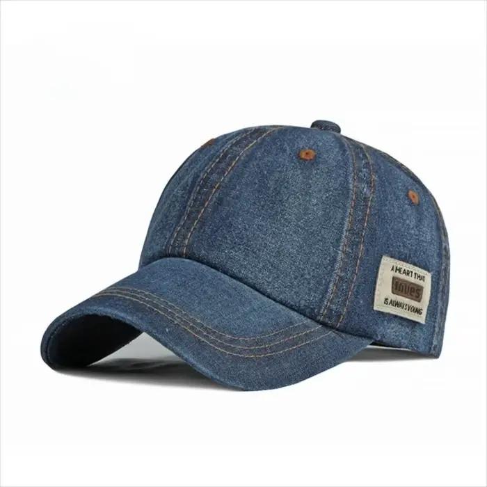 Nouvelles casquettes de baseball en jean bleu, couleur unie, ajustables, style vintage délavé, casqu