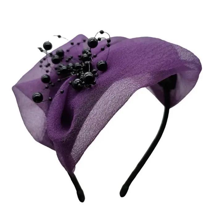Chapeaux fascinateurs sophistiqués pour femmes, avec motifs perles, couvre-chef Cosplay pour Banquet