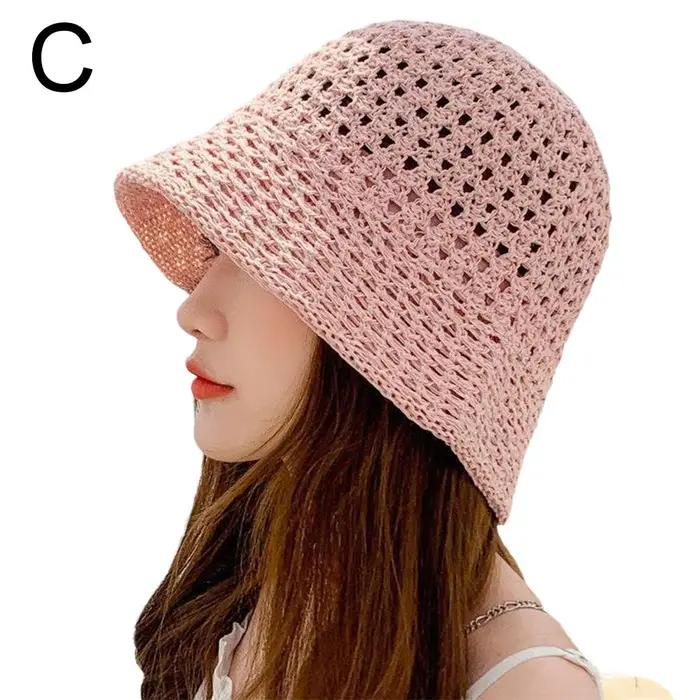 Chapeau de soleil large bord disquette chapeaux d'été pour femmes plage Panama paille dôme tissage s