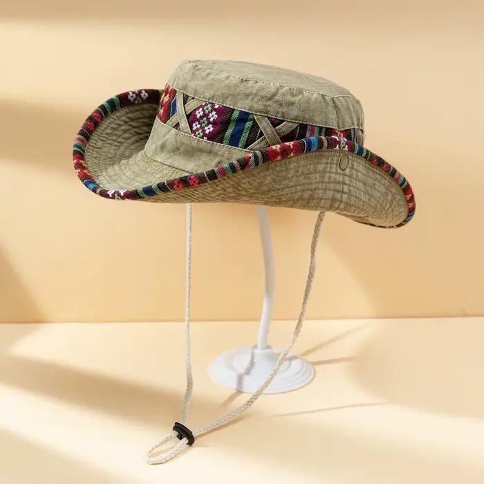 Chapeau de cowboy vintage Western Windsun, style pêcheur, coupe-vent, à large bord, ethnique, type W