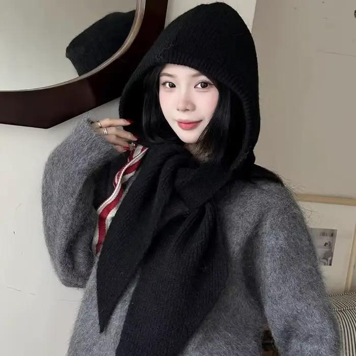 Chapeau et écharpe en laine de créateur avec cache-oreilles pour l'automne et l'hiver ; Chauffe-cou 