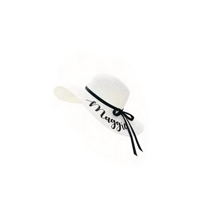 Chapeau de plage souple personnalisé pour mariée, cadeau de fête nuptiale, chapeau de soleil à large