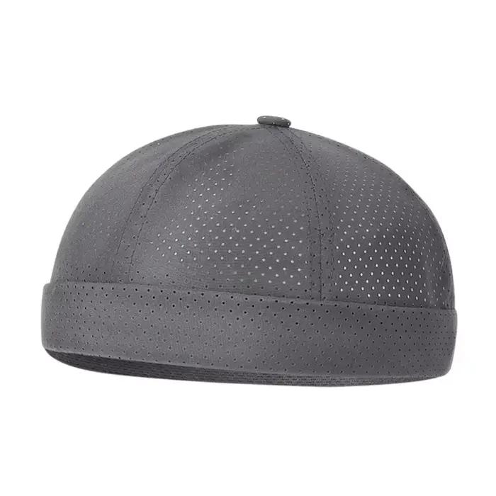 Casquette Docker rétro décontractée sans bords, chapeau réglable en maille de couleur unie, séchage 