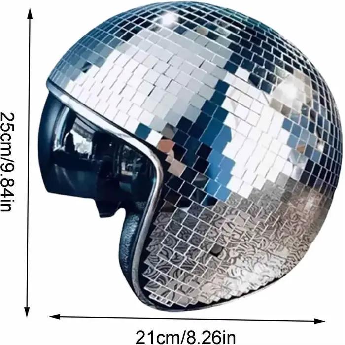 Casque de boule Disco classique, entièrement réfléchissant en verre, pour moto, miroir à paillettes,