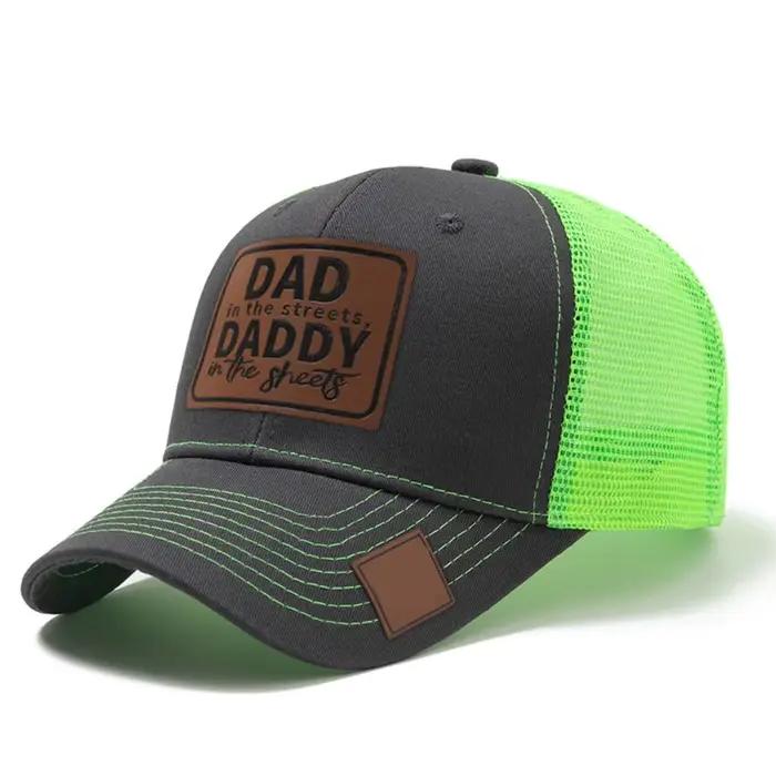 Casquette Snapback DAD en cuir avec patch, réglable, style rétro vintage, en maille, pour le quotidi