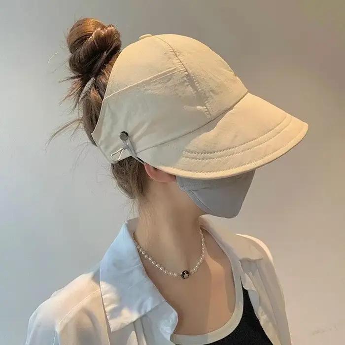 Chapeaux de soleil pour femmes à large bord, protection UV, chapeau de soleil ajouré, visière pliabl