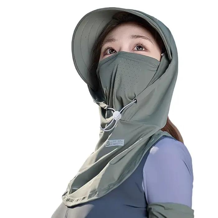 Casquette de protection solaire respirante intégrale avec large bord UPF 50+ et couvre-nuque long, a
