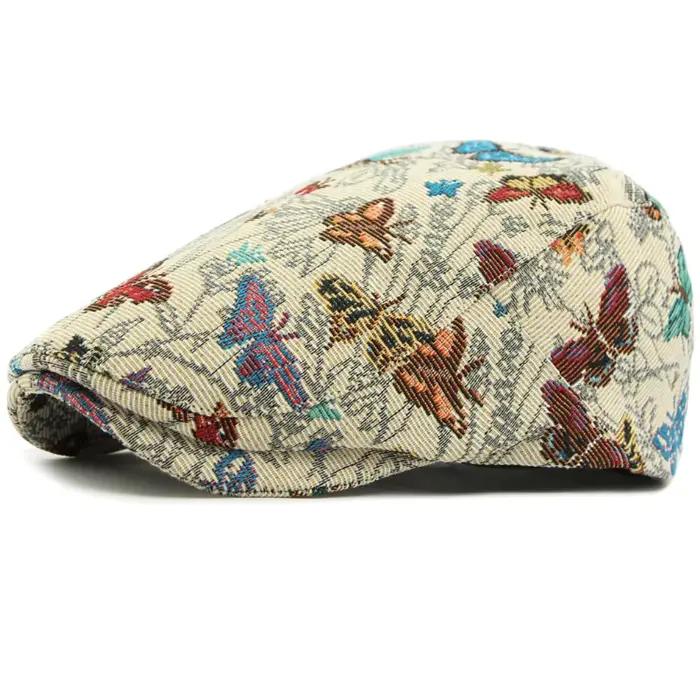 HT4729 bérets pour femmes rétro papillon broderie artiste peintre béret chapeau rétro Ivy casquette 