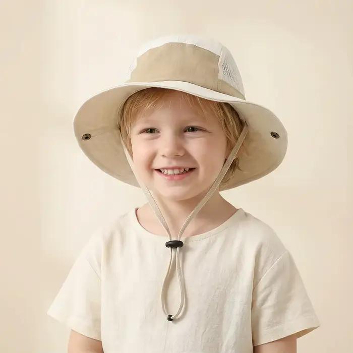 Chapeau de randonnée pour enfants de 3 à 10 ans, Style Camping, chapeau seau décontracté en maille b