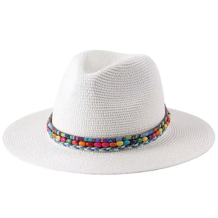 Chapeau d'été pour femmes et hommes à large bord, Panama, chapeaux de paille de soleil, voyage plage