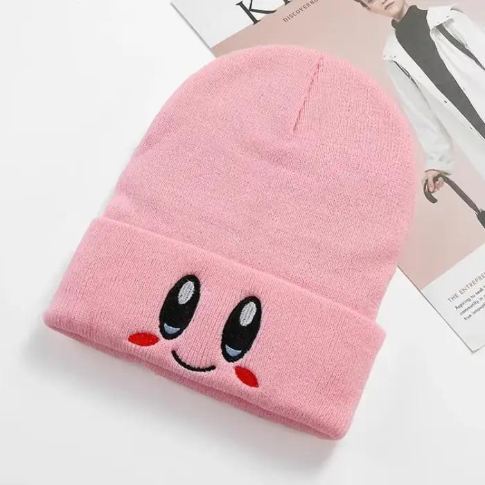 Chapeau de Cosplay Kawaii Anime Star Kirby, Mignon Visage Yeux, Garder au Chaud, Chapeau Unisexe Adu
