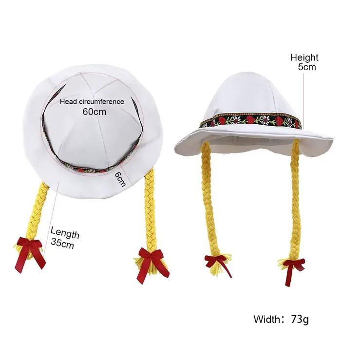 Chapeau tressé bavarois pour Oktoberfest, protection solaire, couvre-chef pour fête d'Halloween, déc