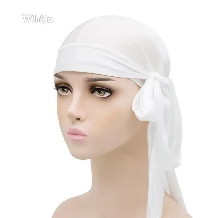 Bonnet Durag en soie pour hommes, Bandana soyeux Du Rag Doo Rag, casquette à longue queue ondulée