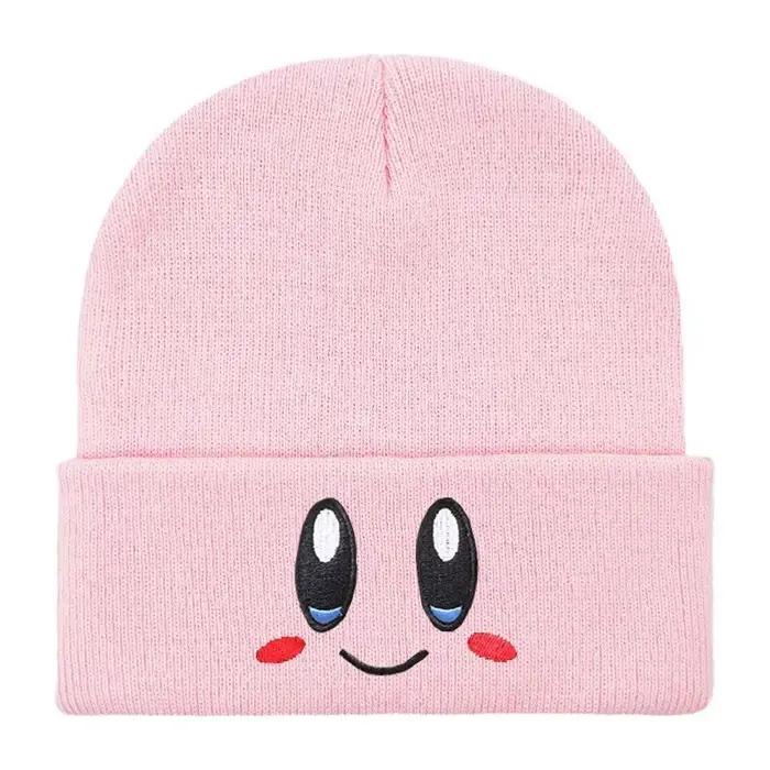 Bonnets brodés de dessin animé Kirby rose, Skullies tricotés, chapeau chaud en laine, Gengar pour fe