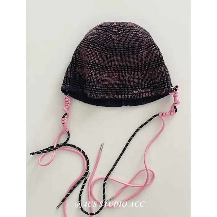 Chapeau tricoté d'automne et d'hiver pour femmes, chapeau par temps froid, chapeau en laine du même 