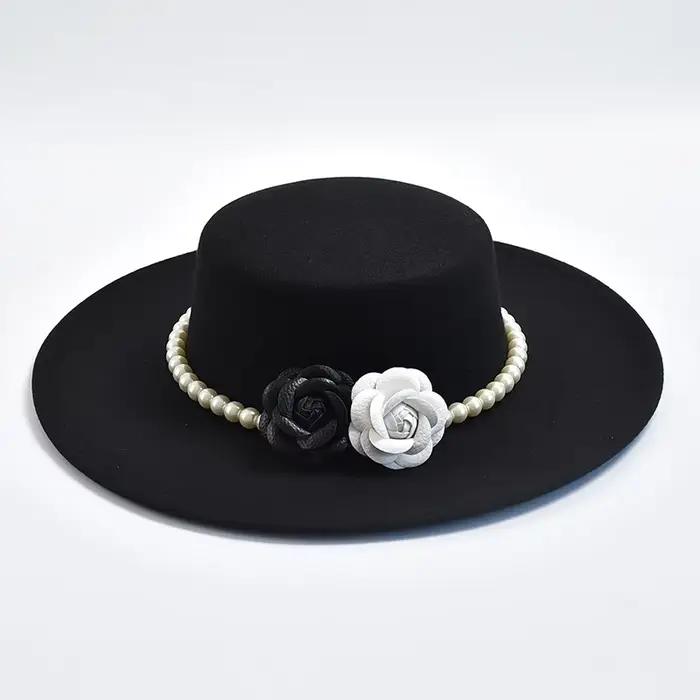 Chapeau Fedora de Style français pour femmes, chapeau en feutre à bord large de 10CM, Derby d'hiver 