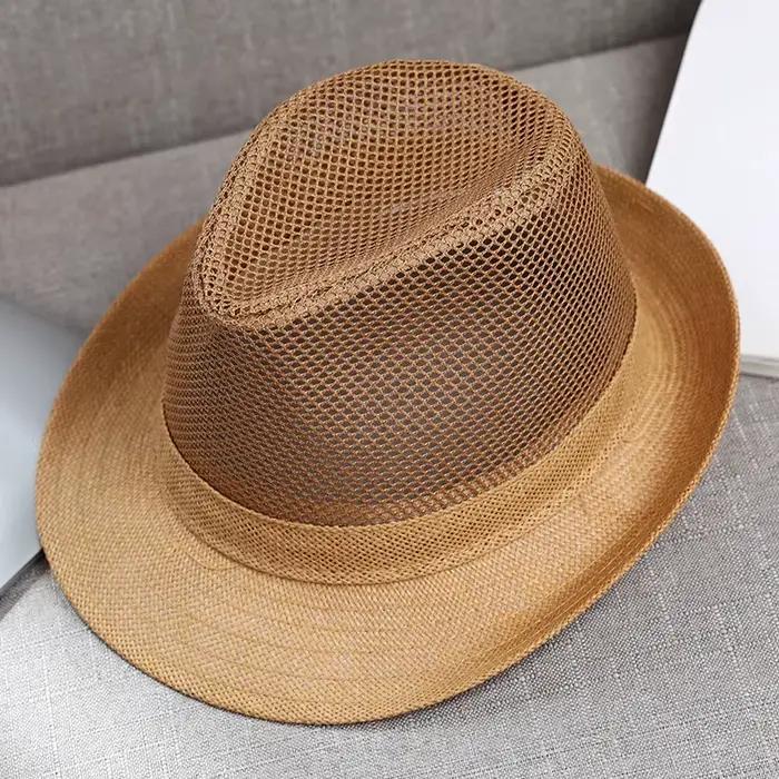 Chapeau de paille d'été pour hommes, maille respirante, Protection solaire ajourée, bouclier UV, bor
