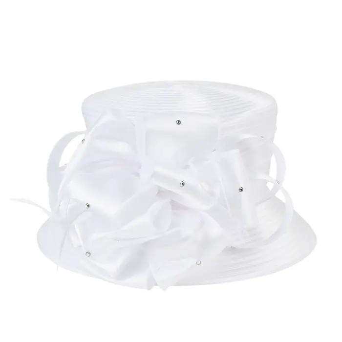 Chapeau d'église noir et blanc pour femme, fascinateur derby tressé en satin – Chapeau de mariage él