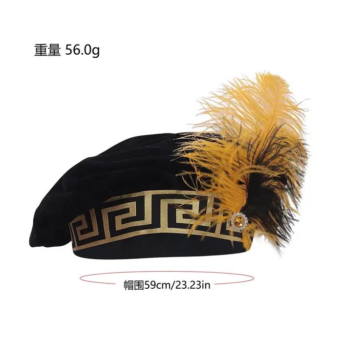 Chapeau Tudor médiéval avec plume, hommes femmes, Renaissance, costume édouardien victorien, bonnet 