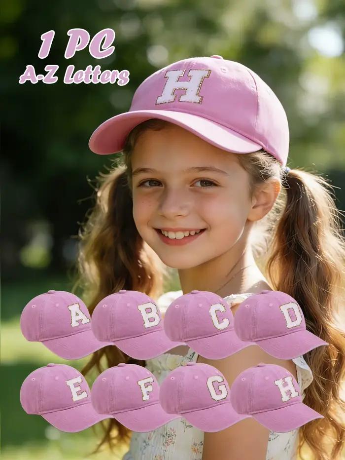 Casquette de baseball rose pour enfants, avec 26 lettres, casquette de baseball lavée pour bébés gar