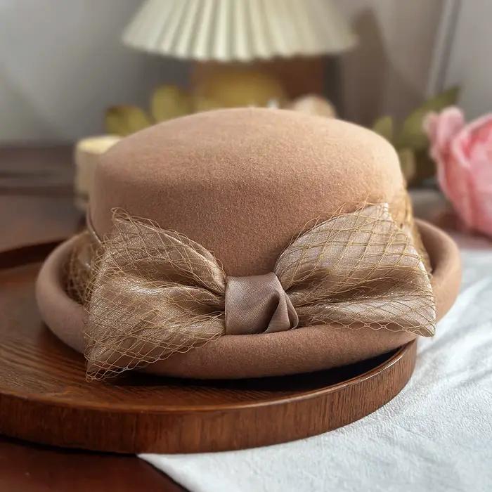 Chapeau Fedora Plat pour Femme, Double Couche en Feutre de Laine Épaisse, Béret Chaud Printanier ave
