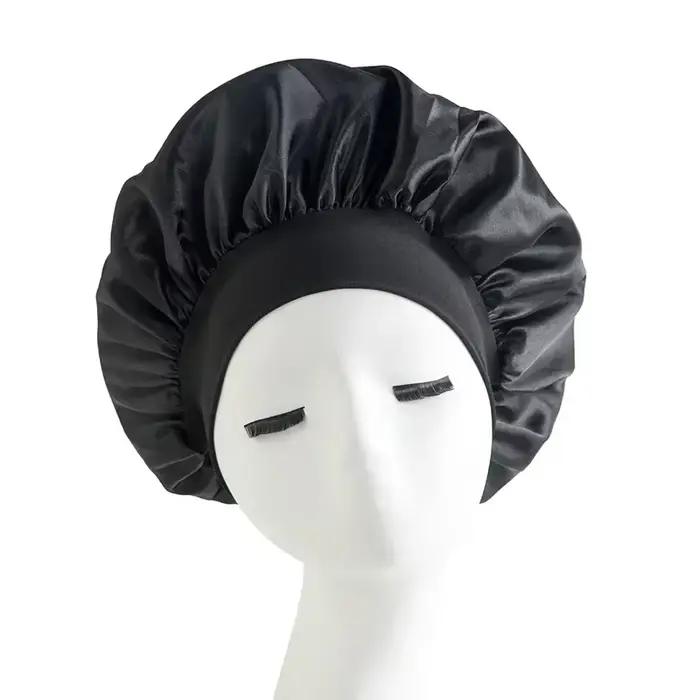 Bonnet de nuit en Satin à larges bords, bandeau en soie pour dormir, avec bande disquette élastique,