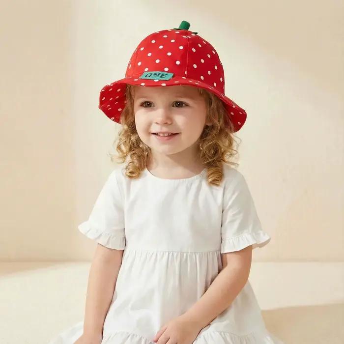 Chapeau de pêcheur pour enfants de 3 à 8 ans - Style estival - Chapeau de soleil rouge à motif de fr