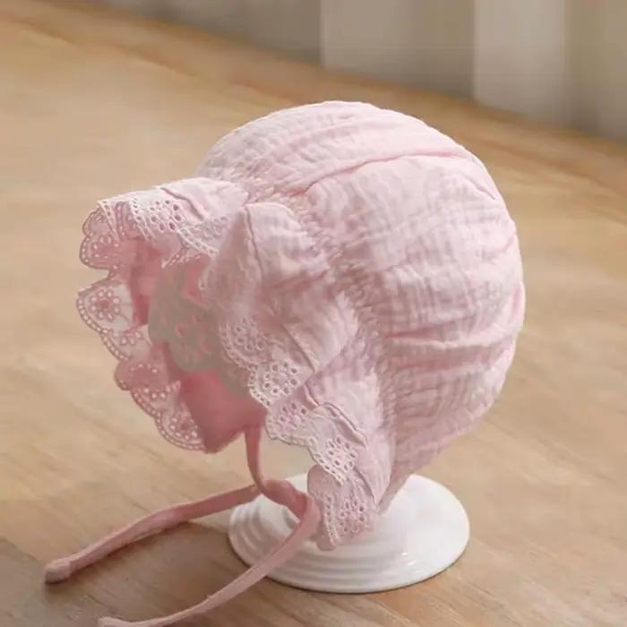 Casquettes pour garçons et filles, chapeau à volants en dentelle douce, casquette respirante en coto