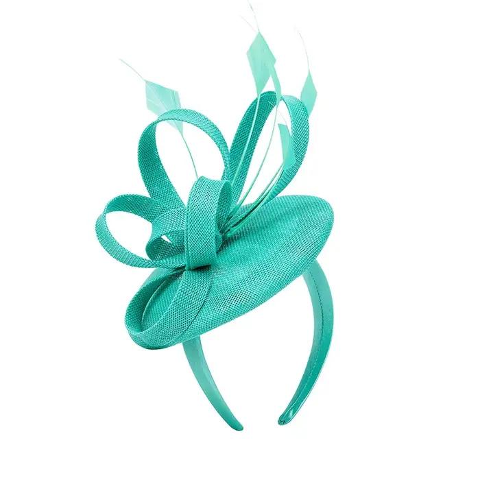 Chapeau bibi en plumes violet, bleu, vert, avec nœud, pour mariages, bandeaux et fascinators françai