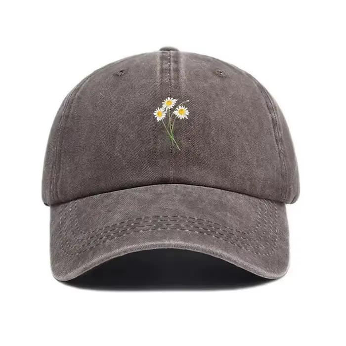 Casquette de Baseball en coton délavé Vintage, Bouquet Floral personnalisé, chapeau de camionneur ré