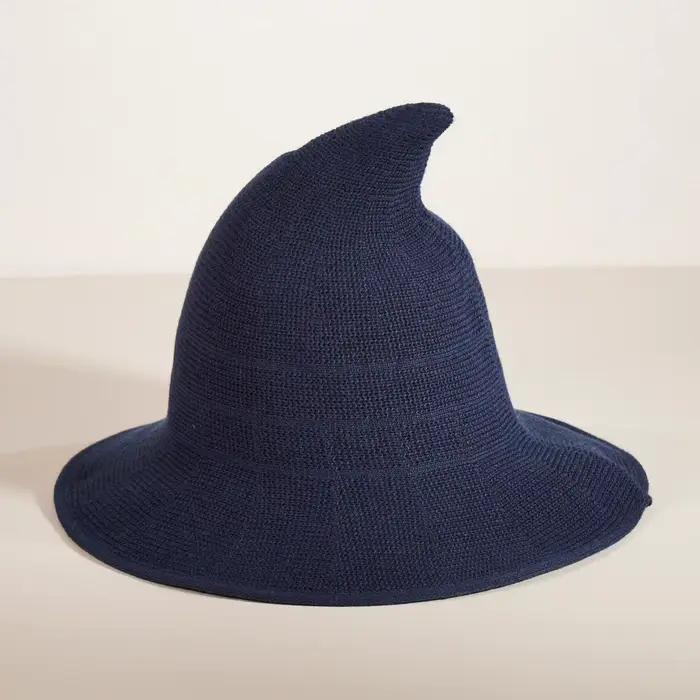 Chapeau de sorcier pointu pliable, chapeau de sorcière tricoté, chapeau de costume d'Halloween, coul
