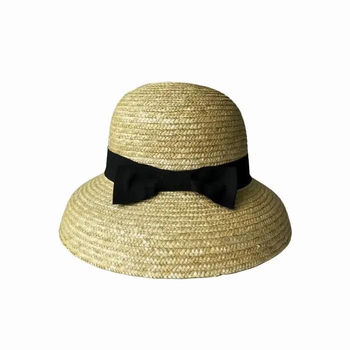 Chapeau de soleil cloche en paille de blé tressée haute densité, respirant, forme durable, style fra