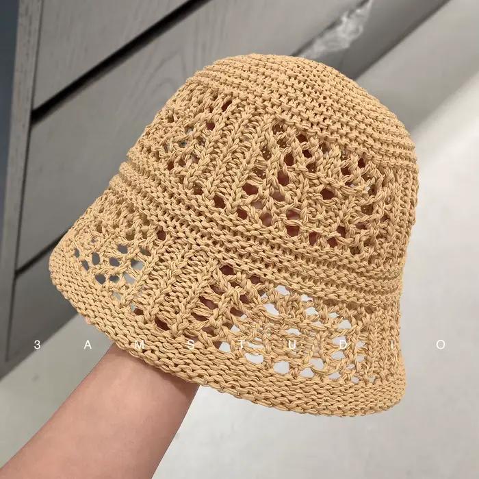 Chapeau tricoté pare-soleil de couleur unie, Design de Niche, à la mode, polyvalent, nouveau Design 