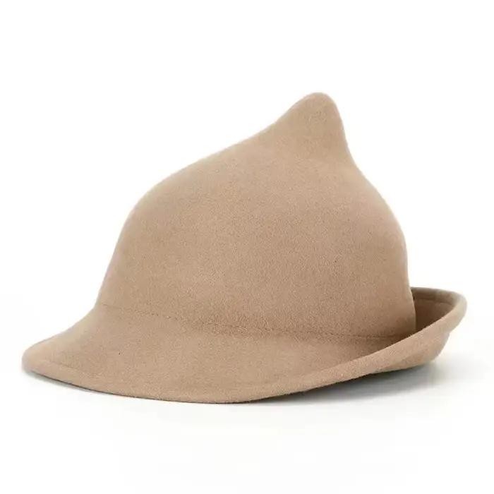 Chapeau de sorcière pointu 100% laine à la mode, bord roulé pour Halloween, Cosplay, scène, fête, Co