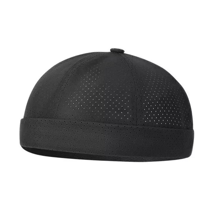 Casquette Docker rétro sans bord, séchage rapide, respirante, en maille, couleur unie, ajustable, po