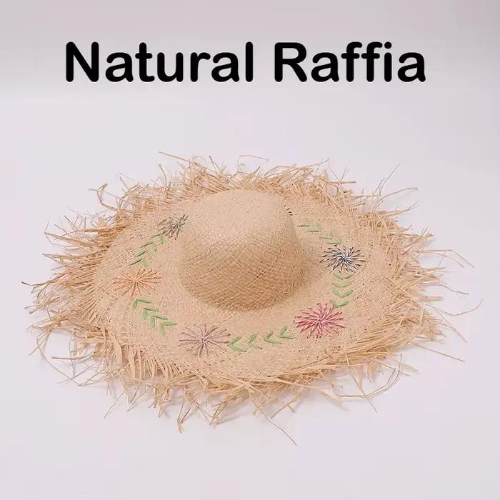 Chapeau de paille raphia pliable à larges bords pour femme, style été français, idéal pour la plage,