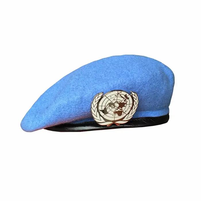 Béret bleu UN, casquette de Force de maintien de la paix des Nations unies, chapeau avec Badge UN, S